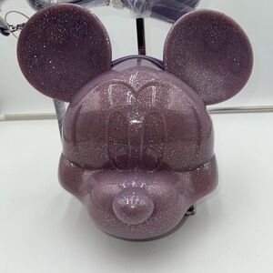 Disney Parks X Loungefly 2025 RETIRED Mickey Mouse Head Purple Glitter Molded
